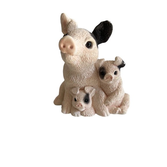 Stone Critters Pig Family 3 piggies c - 566 USA - Picture 1 of 6